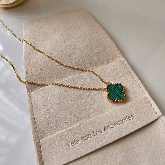 Double Sided Pave Clover Necklace