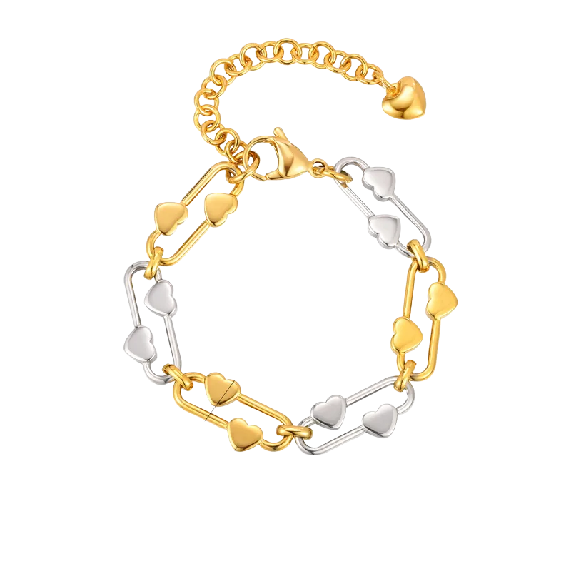Two-Tone Heart Bracelet