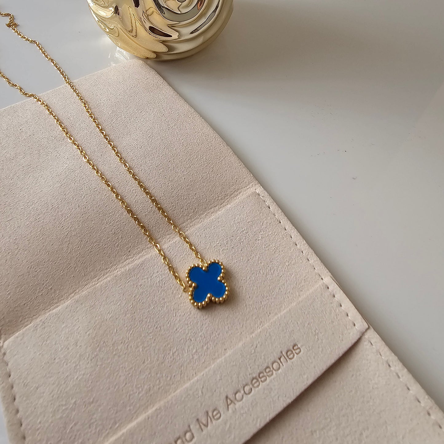 Double Sided Pave Clover Necklace