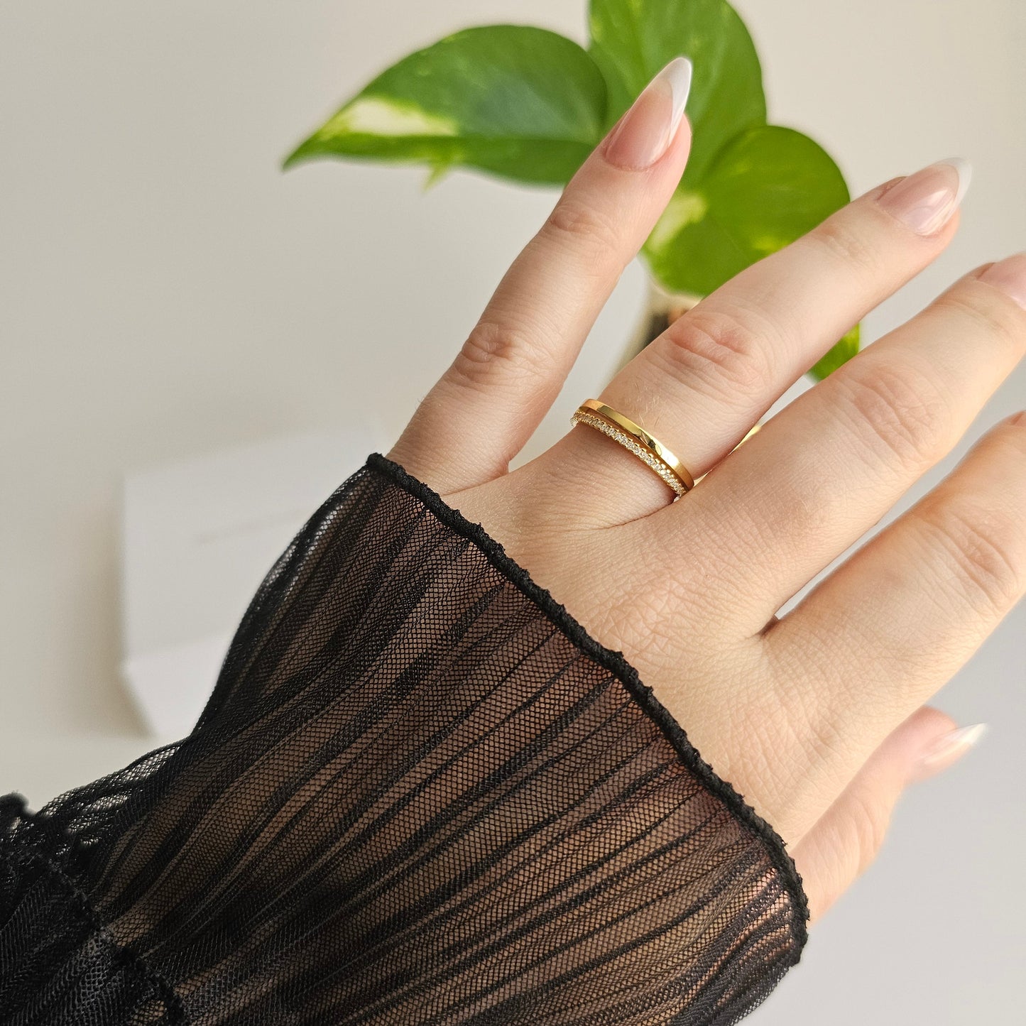 Double Layered Pave Ring