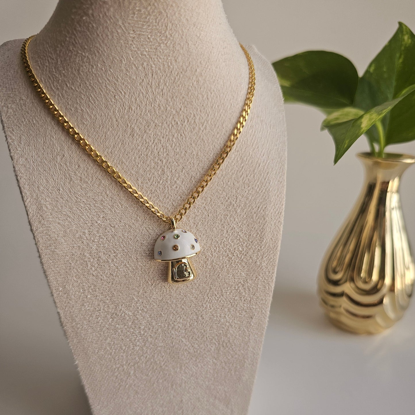 Golden Mushroom Necklace
