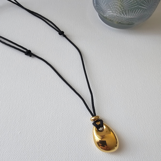 Pebble Pendant Adjustable Cord Necklace