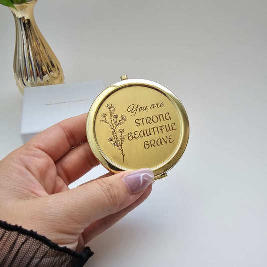 Custom laser engraved compact mirror