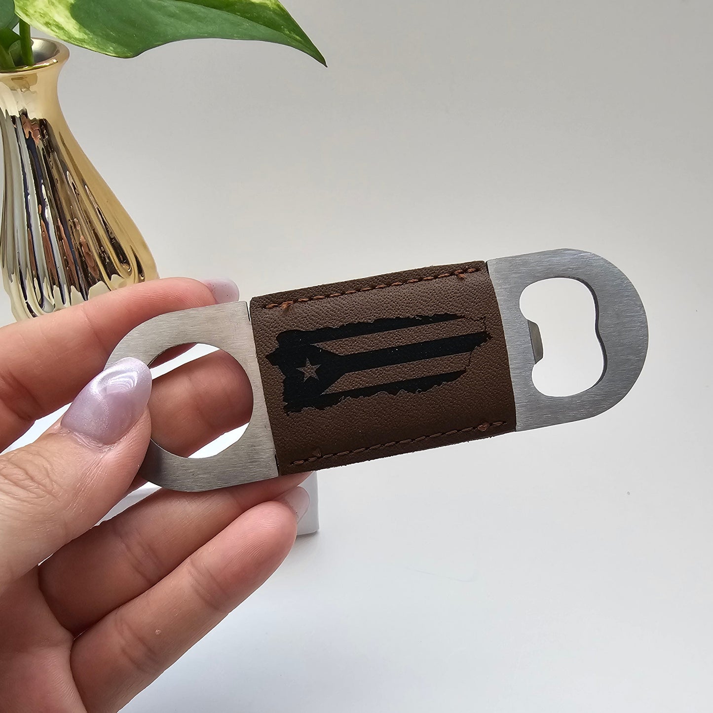 Laser engraved beer bottle opener