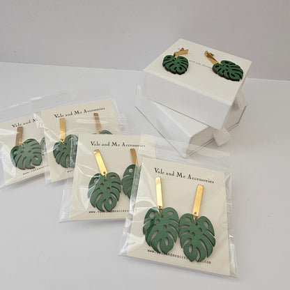 Monstera Leaf Drop Earrings