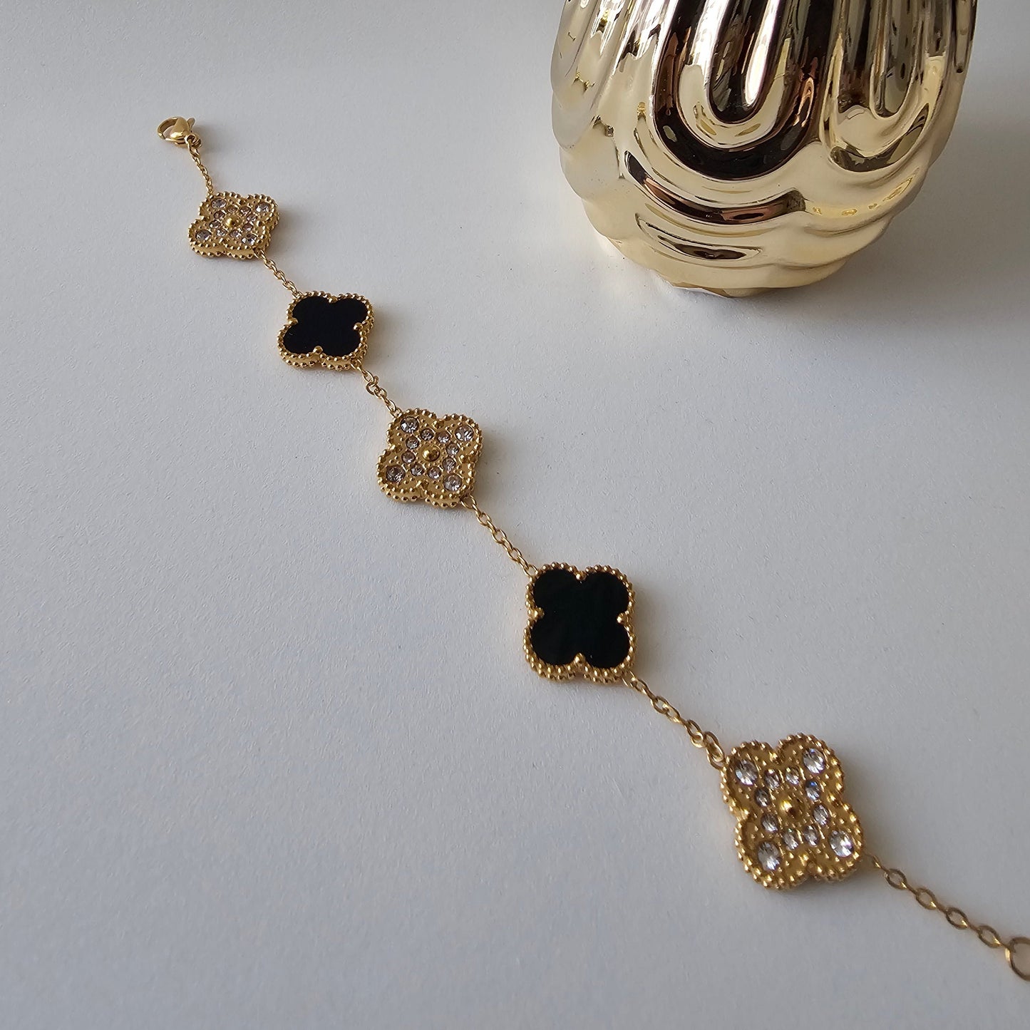 Double Sided Pave Clover Bracelet