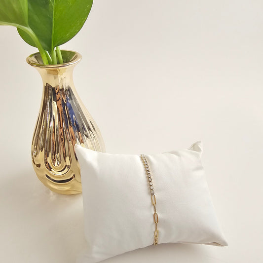 White Tennis Paperclip Bracelet