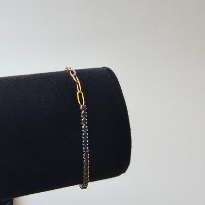 Blue Tennis Paperclip Bracelet