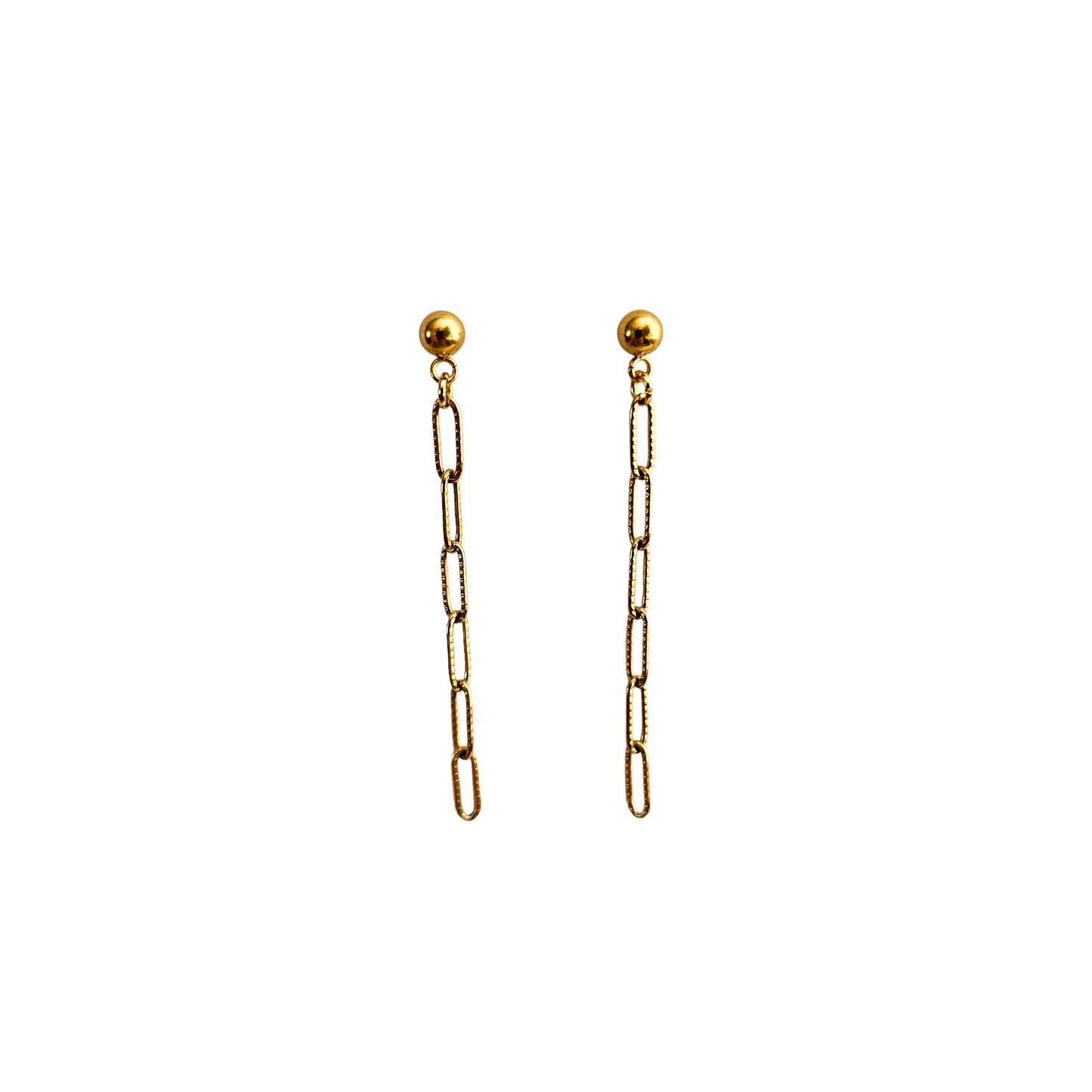 Golden paperclip chain drop earrings