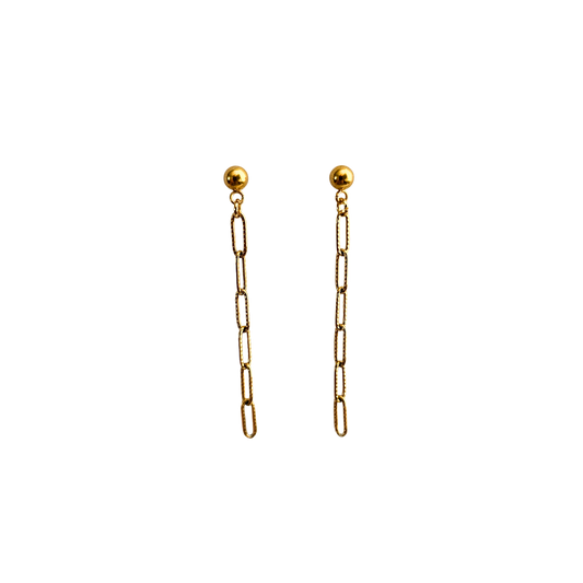 Golden paperclip chain drop earrings