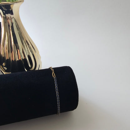 Blue Tennis Paperclip Bracelet