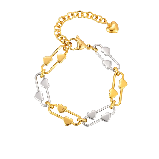 Two-Tone Heart Bracelet