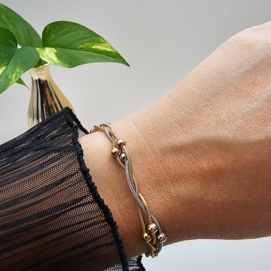 Tri-Colors Layered Snake Chain Bracelet