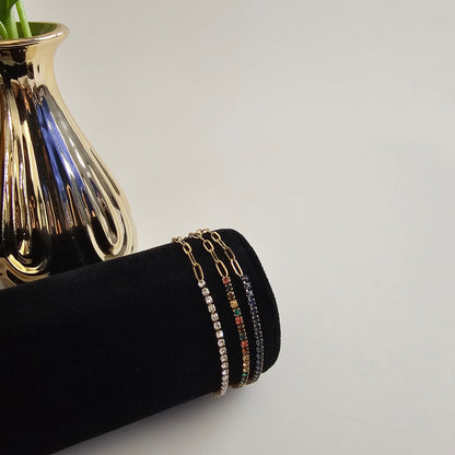 Rainbow Tennis Paperclip Bracelet