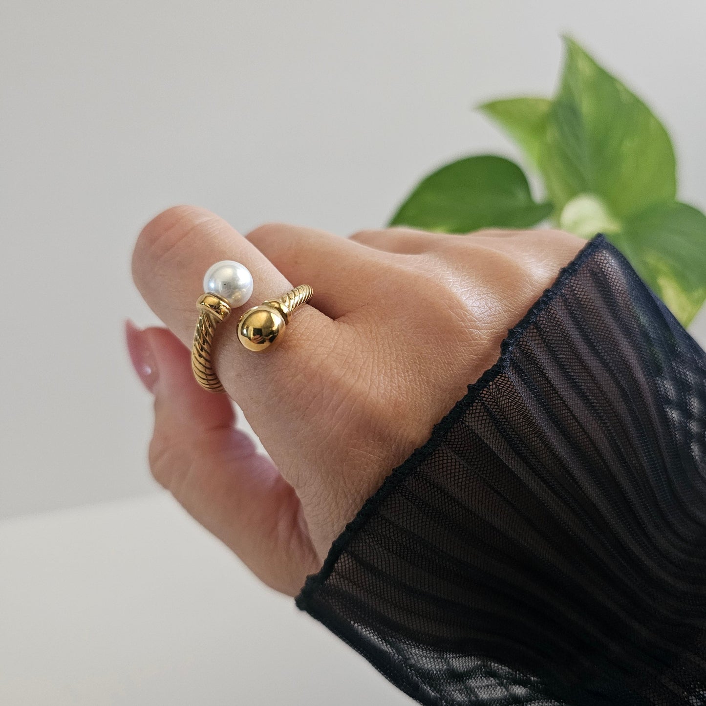 Spiral Pearl Ring