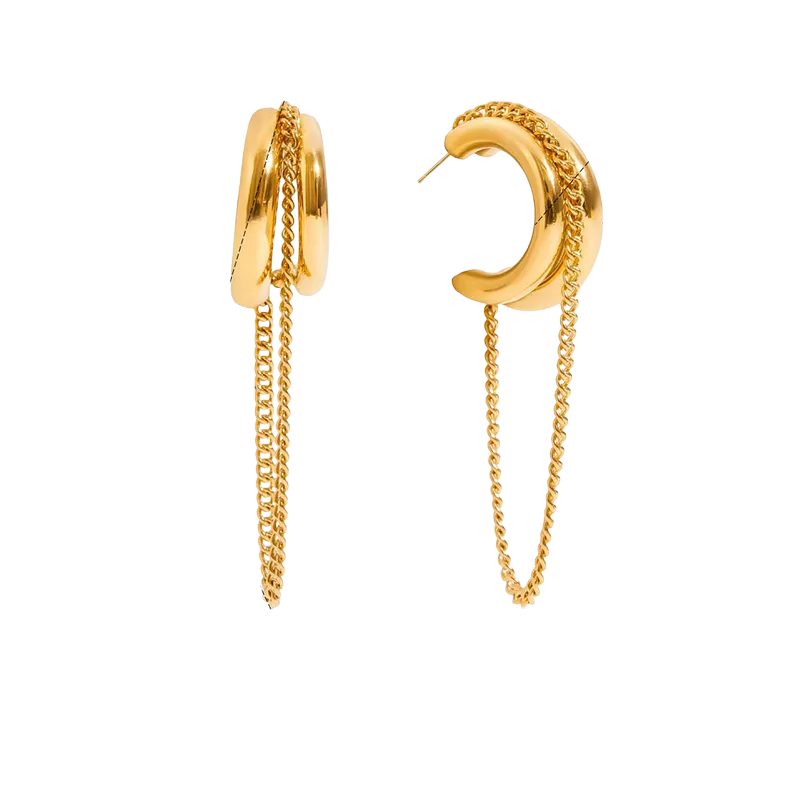 Dual Layered Chain Hoop – Vale and Me Accessories