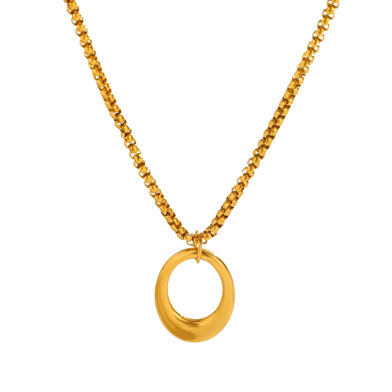 Oval Pendant Gold Necklace
