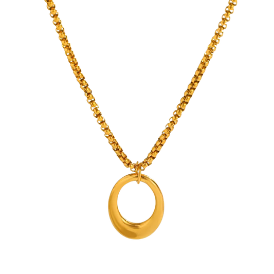 Oval Pendant Gold Necklace