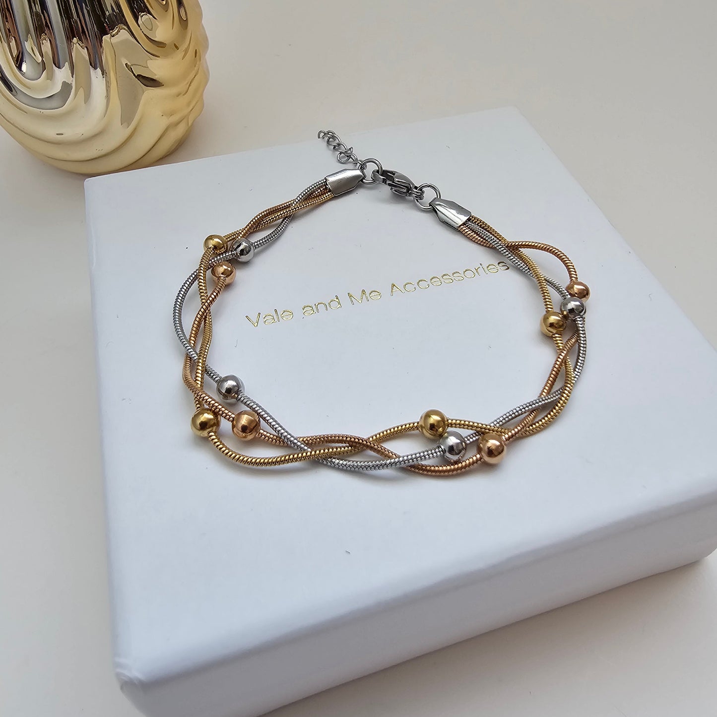 Tri-Colors Layered Snake Chain Bracelet