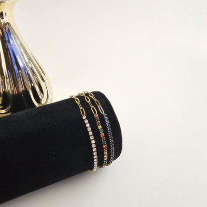 Blue Tennis Paperclip Bracelet