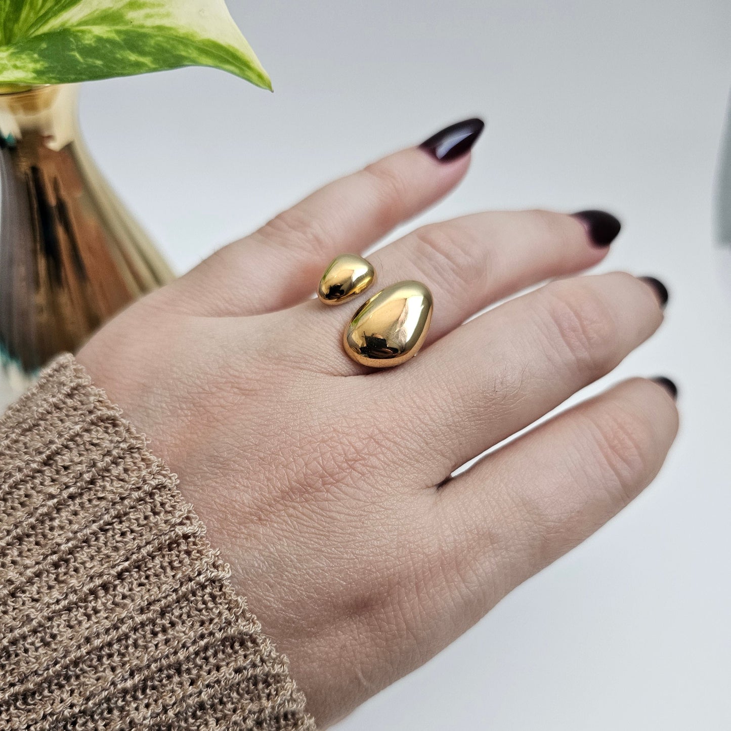 Gold Chunky Pebbles Ring