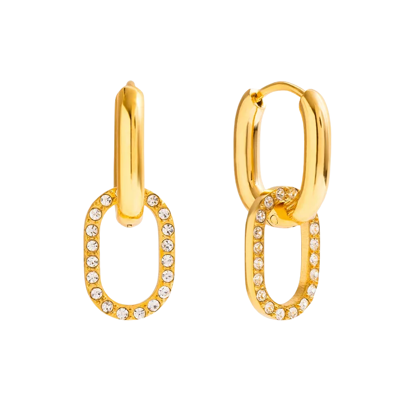 Rectangular Pave Huggie Hoop Earrings