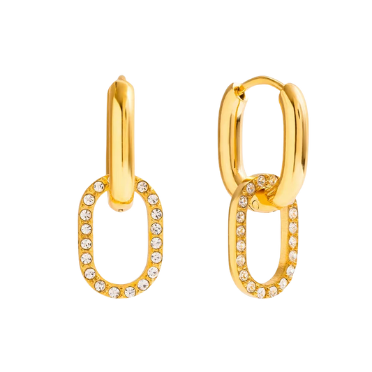 Rectangular Pave Huggie Hoop Earrings